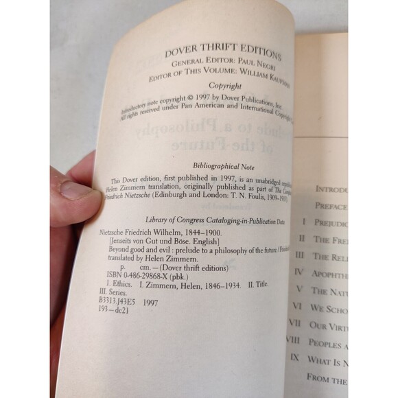 Beyond Good and Evil: Prelude to a Philosophy of the Future (Dover Thrift - GOOD - Picture 4 of 4